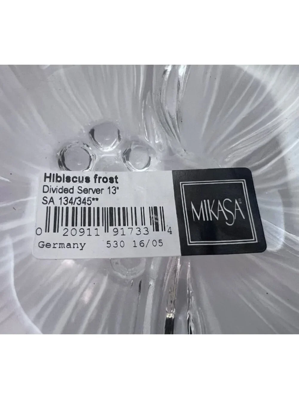 Mikasa Hibiscus Frost Divided Serving Tray Platter 13 Inch Frosted Glass Germany